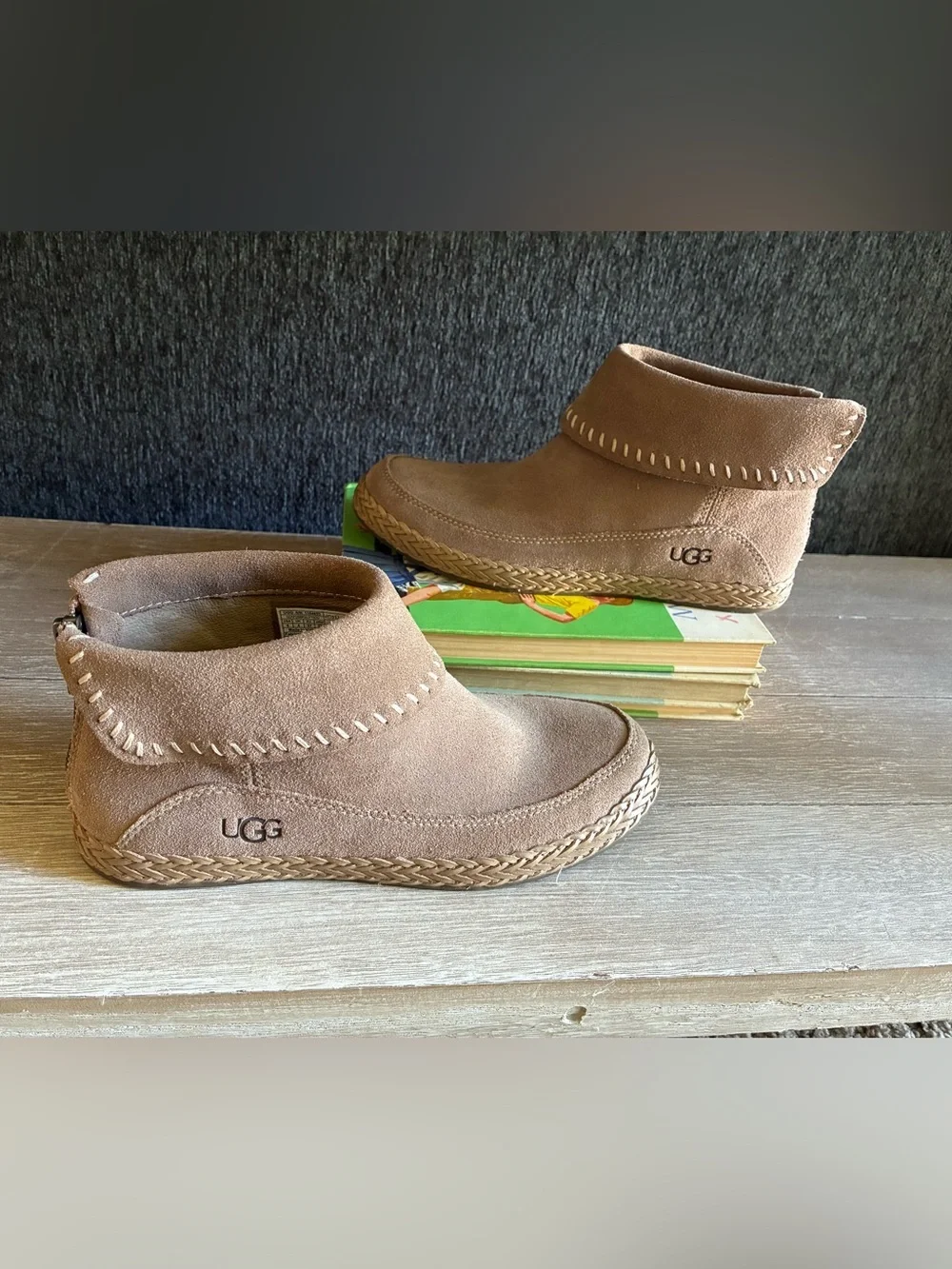 Women’s UGG Varney Tan Suede Ankle Boots Moccasins